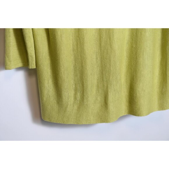 J Jill Lightweight Sweater Medium Linen Green Chartreuse Beachy 3/4 Sleeve - Picture 5 of 9